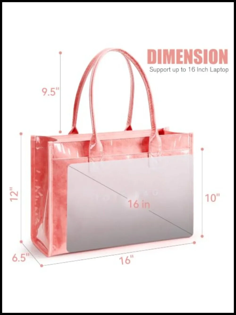 PVC Tote Bag Women's Kraft Paper Work Purses Large Capacity Laptop Shoulder